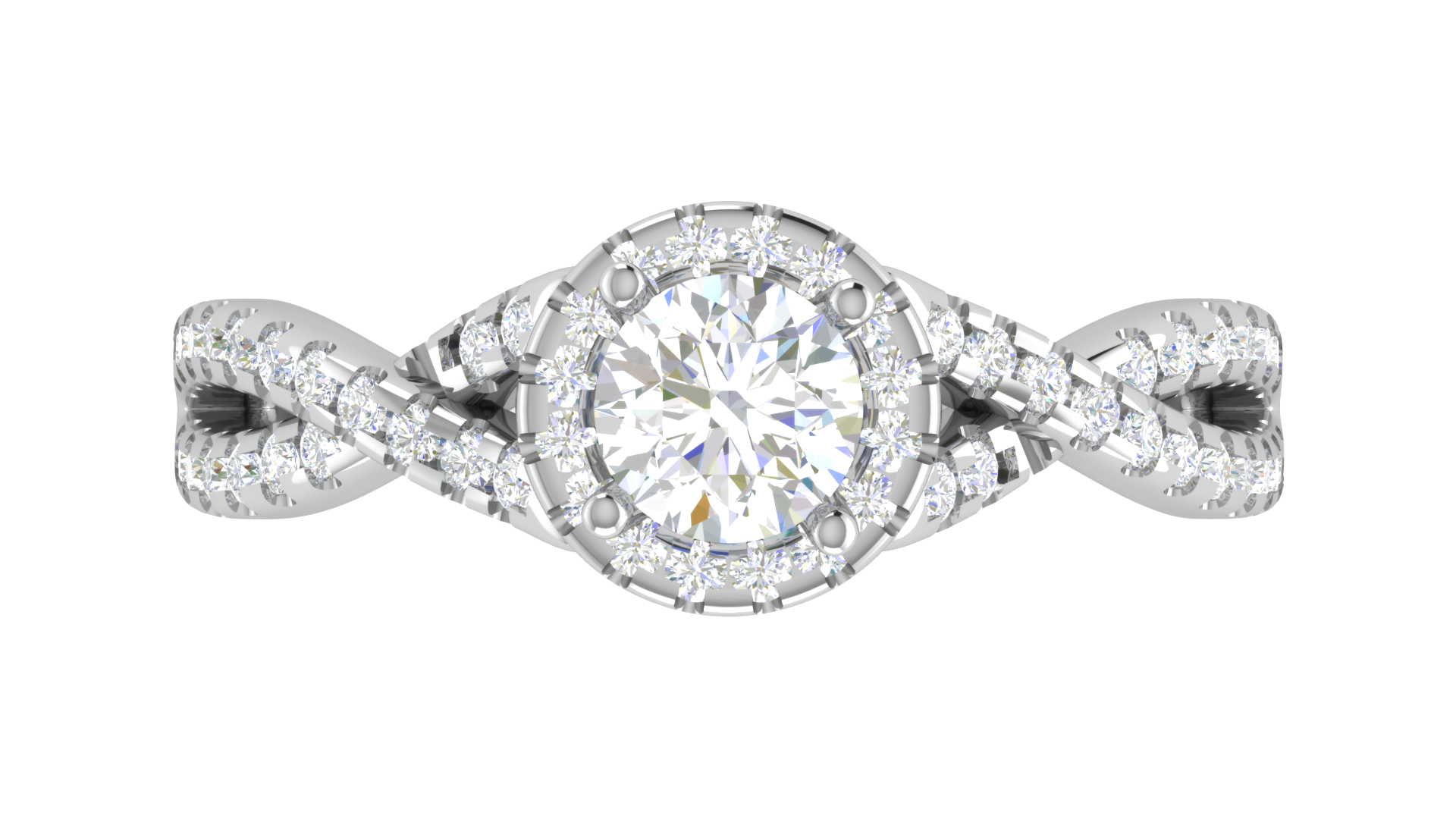 0.50 cts Solitaire Halo Diamond Twisted Platinum Ring JL PT RP RD 203   Jewelove.US