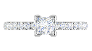 0.50cts Princess Cut Solitaire with Diamond Shank Platinum Ring JL PT RC PR 255   Jewelove.US