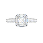 Load image into Gallery viewer, 0.50cts Princess Cut Solitaire Halo Diamond Split Shank Platinum Ring JL PT WB5509E   Jewelove.US

