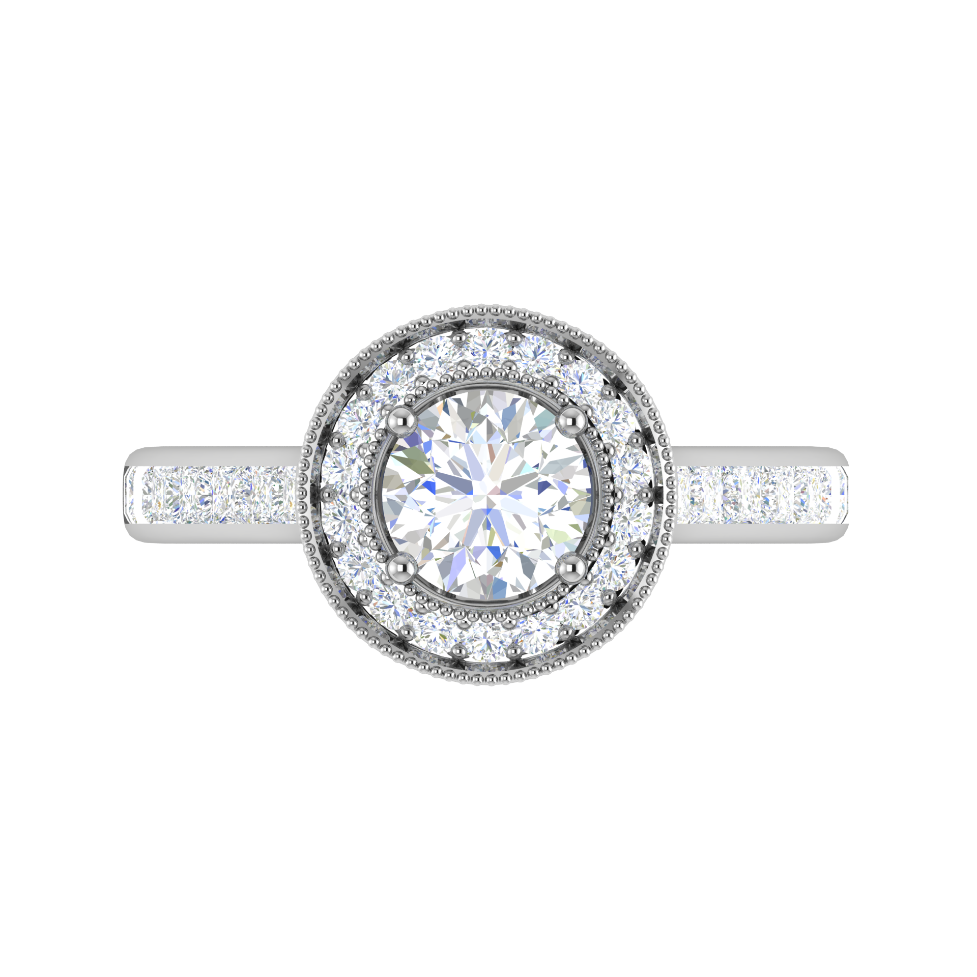 0.70 cts Solitaire Halo Diamond Shank Platinum Ring JL PT RH RD 149   Jewelove.US