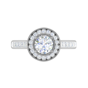 0.70 cts Solitaire Halo Diamond Shank Platinum Ring JL PT RH RD 149   Jewelove.US
