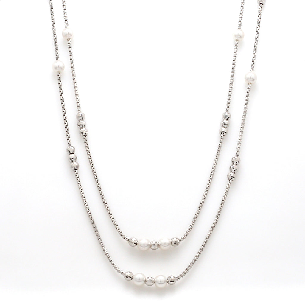 2 Layer Platinum Pearl Chain for Women JL PT CH 904   Jewelove.US
