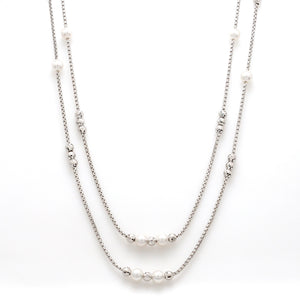 2 Layer Platinum Pearl Chain for Women JL PT CH 904   Jewelove.US