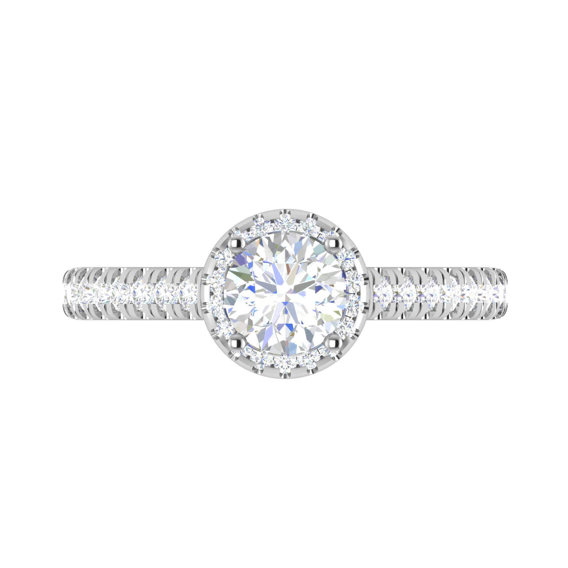 0.50 cts Halo Diamond Shank Solitaire Platinum Ring JL PT RH RD 184   Jewelove.US