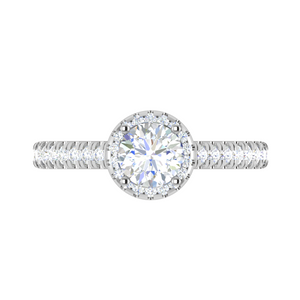 0.50 cts Halo Diamond Shank Solitaire Platinum Ring JL PT RH RD 184   Jewelove.US
