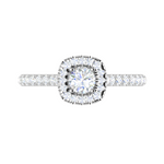 Load image into Gallery viewer, 0.50 cts. Solitaire Square Halo Platinum Diamond Shank Ring JL PT RH RD 217   Jewelove.US

