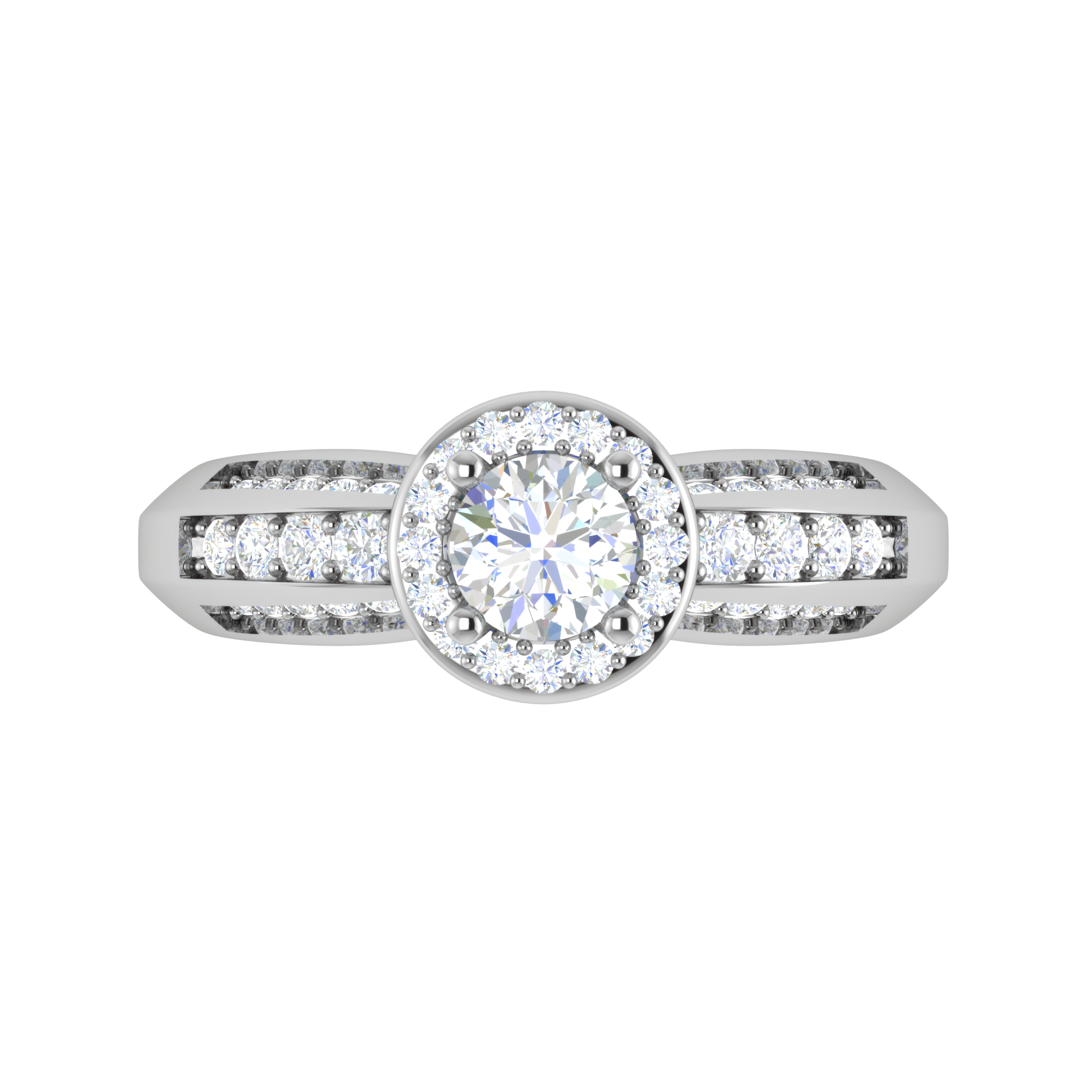 0.50 cts Solitaire Halo Diamond Split Shank Platinum Ring JL PT RP RD 210   Jewelove.US