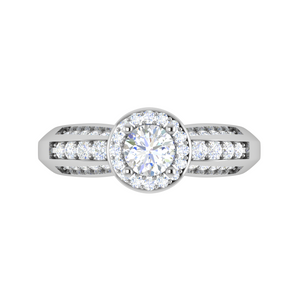 0.50 cts Solitaire Halo Diamond Split Shank Platinum Ring JL PT RP RD 210   Jewelove.US