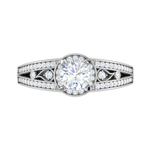 Load image into Gallery viewer, 0.50 cts Solitaire Halo Diamond Split Shank Platinum Ring JL PT RH RD 208   Jewelove.US
