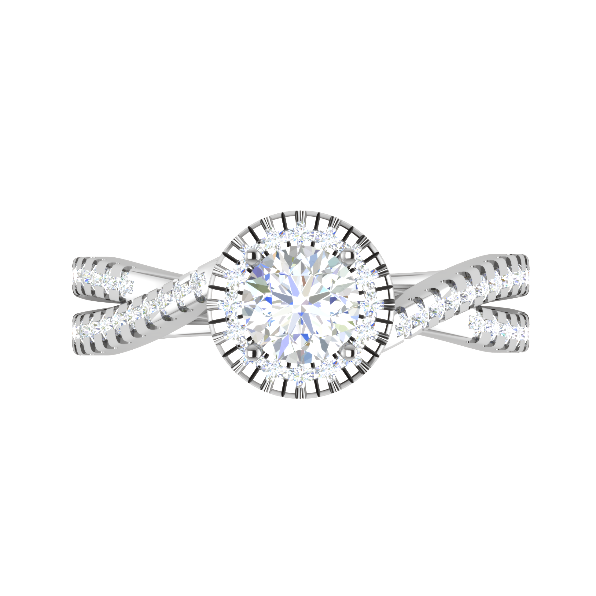 0.50 cts Solitaire Halo Diamond Twisted Shank Platinum Ring JL PT RP RD 132   Jewelove.US