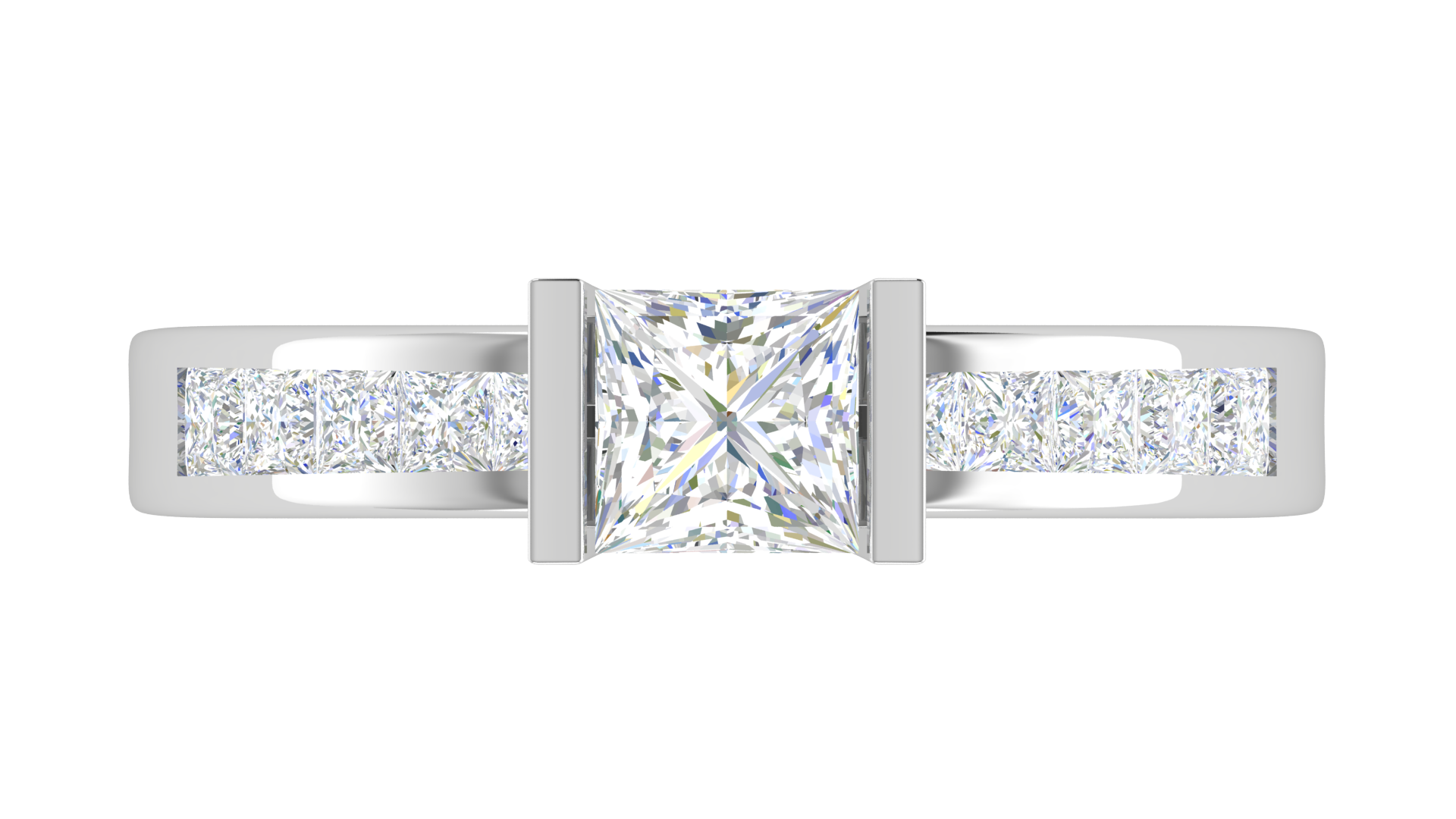 0.50 cts Princess Cut Solitaire Diamond Shank Platinum Ring JL PT RC PR 195   Jewelove.US