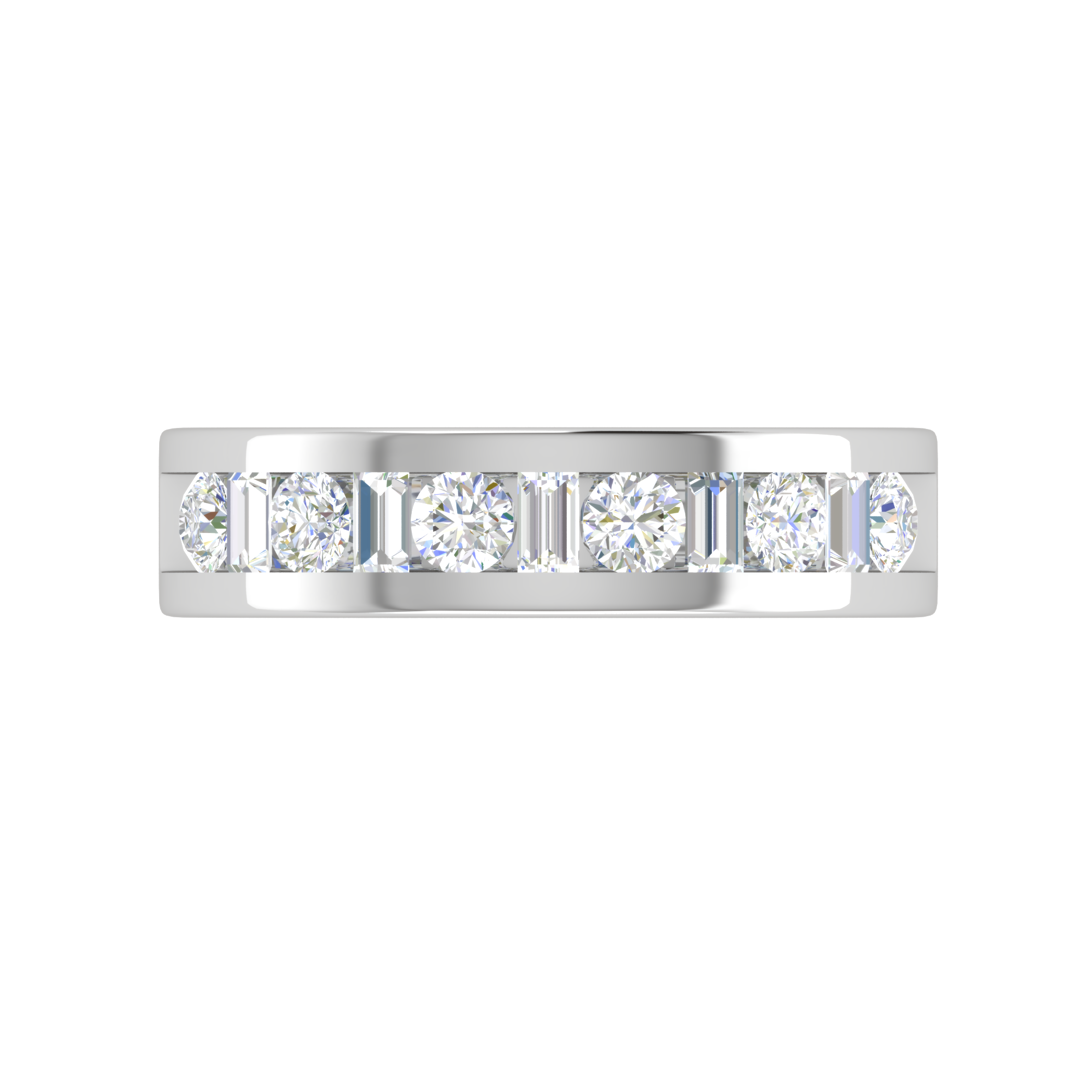 Platinum with Emerald Cut Diamond Half Eternity Ring for Women JL PT WB RD 154   Jewelove