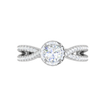 Load image into Gallery viewer, 0.50 cts Solitaire Halo Diamond Split Shank Platinum Ring JL PT RP RD 219   Jewelove.US
