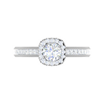 Load image into Gallery viewer, 0.50 cts Solitaire Halo Diamond Platinum with Princess cut Side Diamond Ring JL PT RH RD 192   Jewelove.US
