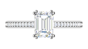 0.70cts Emerald Cut Solitaire Diamond Shank Platinum Ring JL PT RC EM 152   Jewelove.US