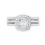 Load image into Gallery viewer, 0.25 cts Solitaire Double Halo Diamond Split Shank Platinum Ring for Women JL PT RV RD 138   Jewelove
