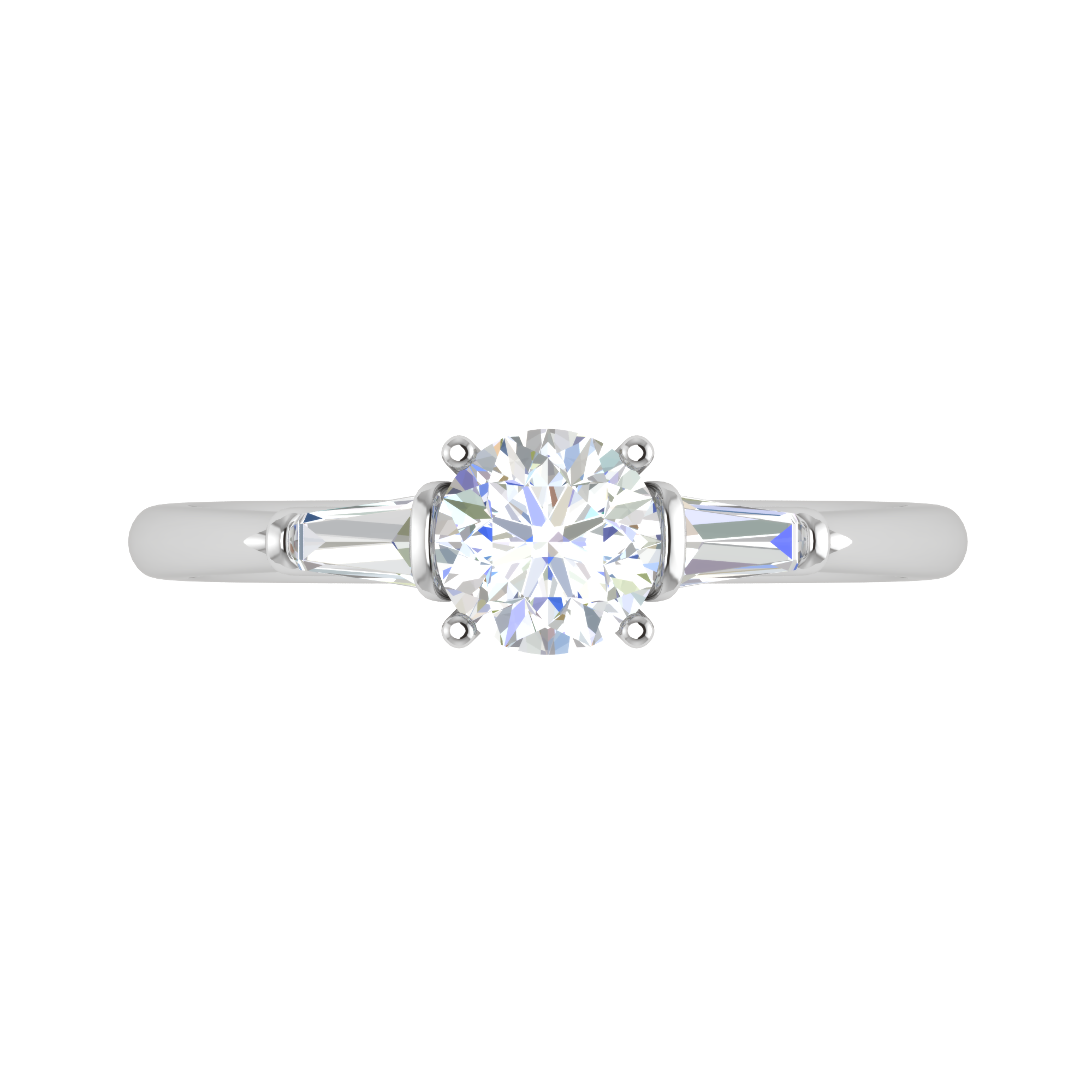 0.70 cts. Platinum Solitaire Diamond Ring with Baguette Accents JL PT R3 RD 117   Jewelove.US