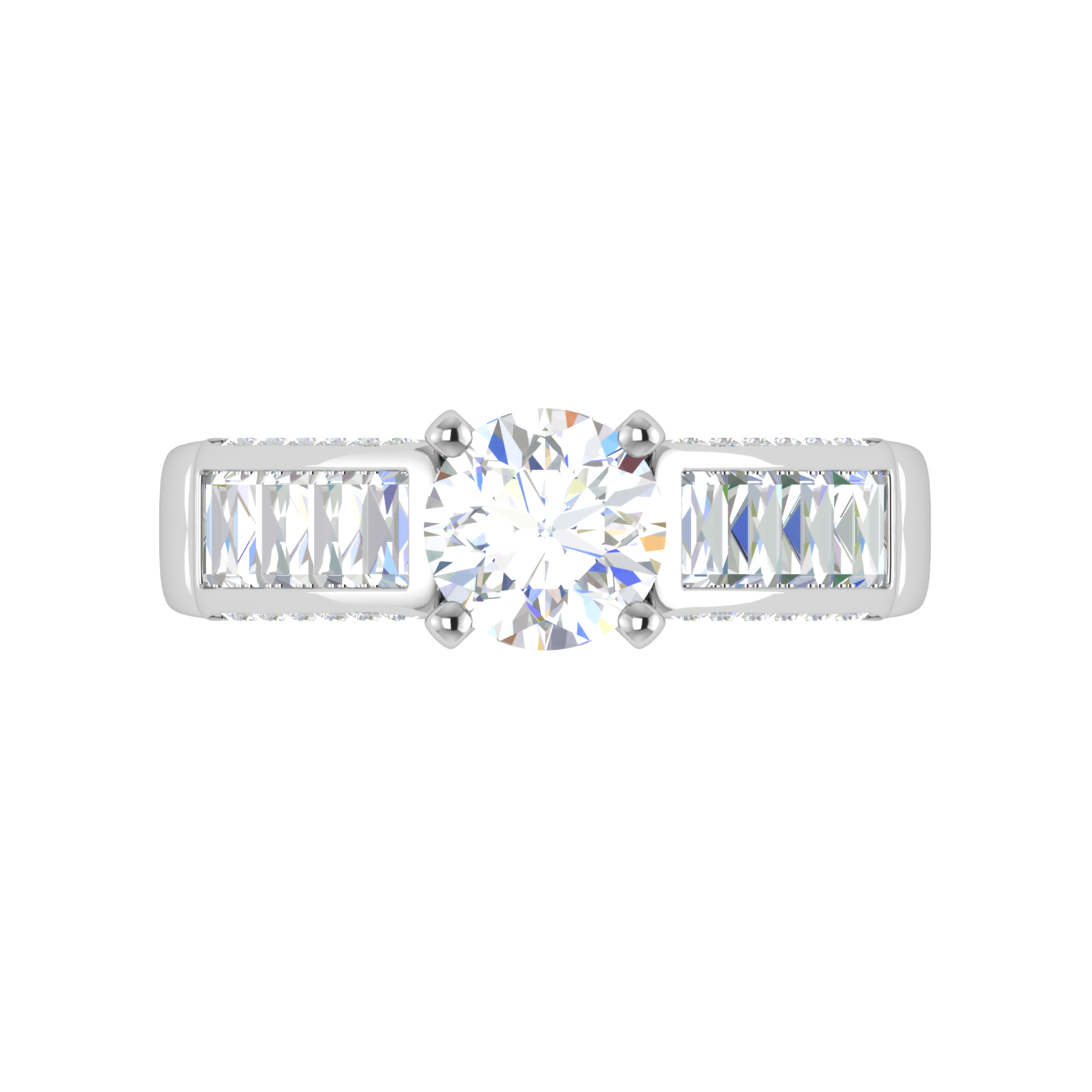 0.50cts Solitaire Diamond Baguette Shank Platinum Ring JL PT WB5529E   Jewelove.US