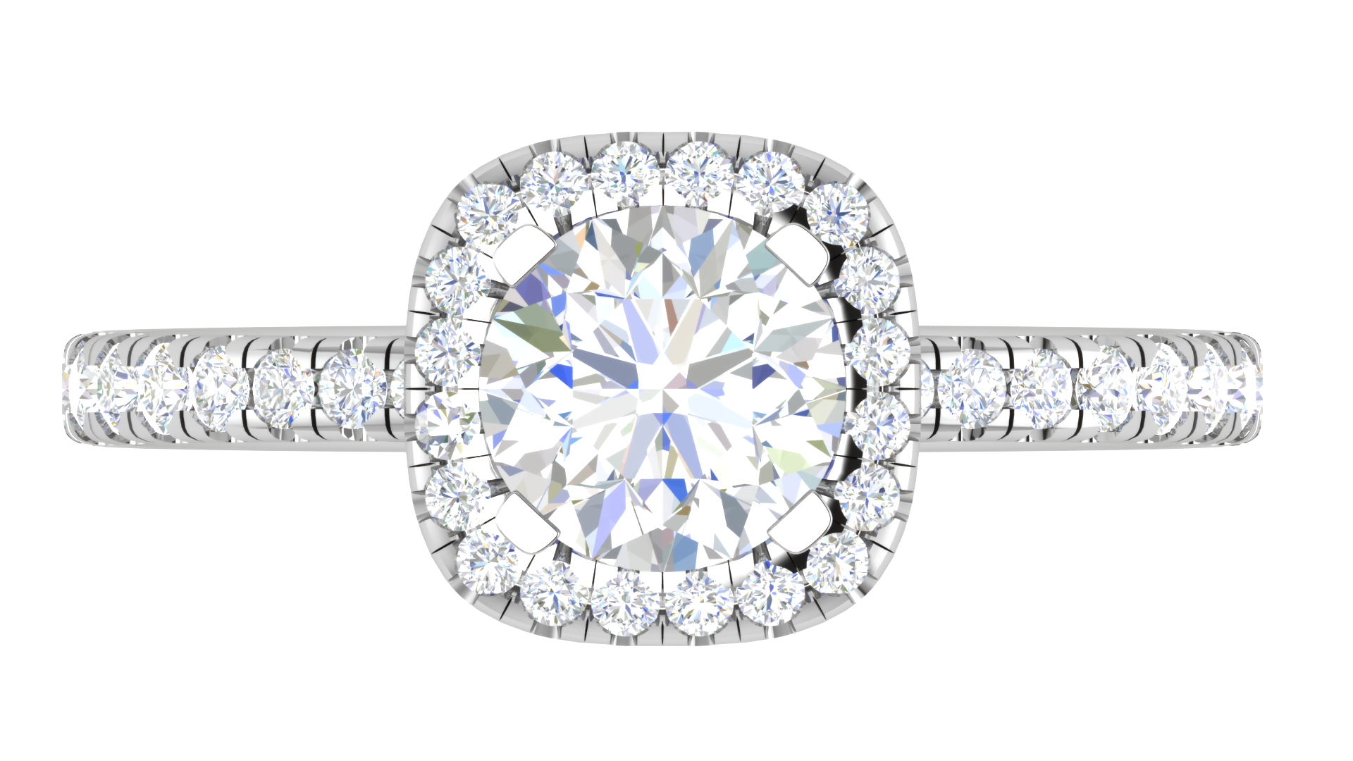 0.70 cts Solitaire with Square Halo Diamond Shank Platinum Ring JL PT RH RD 108   Jewelove.US