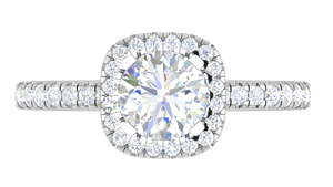 0.70 cts Solitaire with Square Halo Diamond Shank Platinum Ring JL PT RH RD 108   Jewelove.US