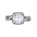 Load image into Gallery viewer, 0.30 cts Solitaire Square Halo Diamond Twisted Shank Platinum Ring JL PT REHS1530-A   Jewelove.US
