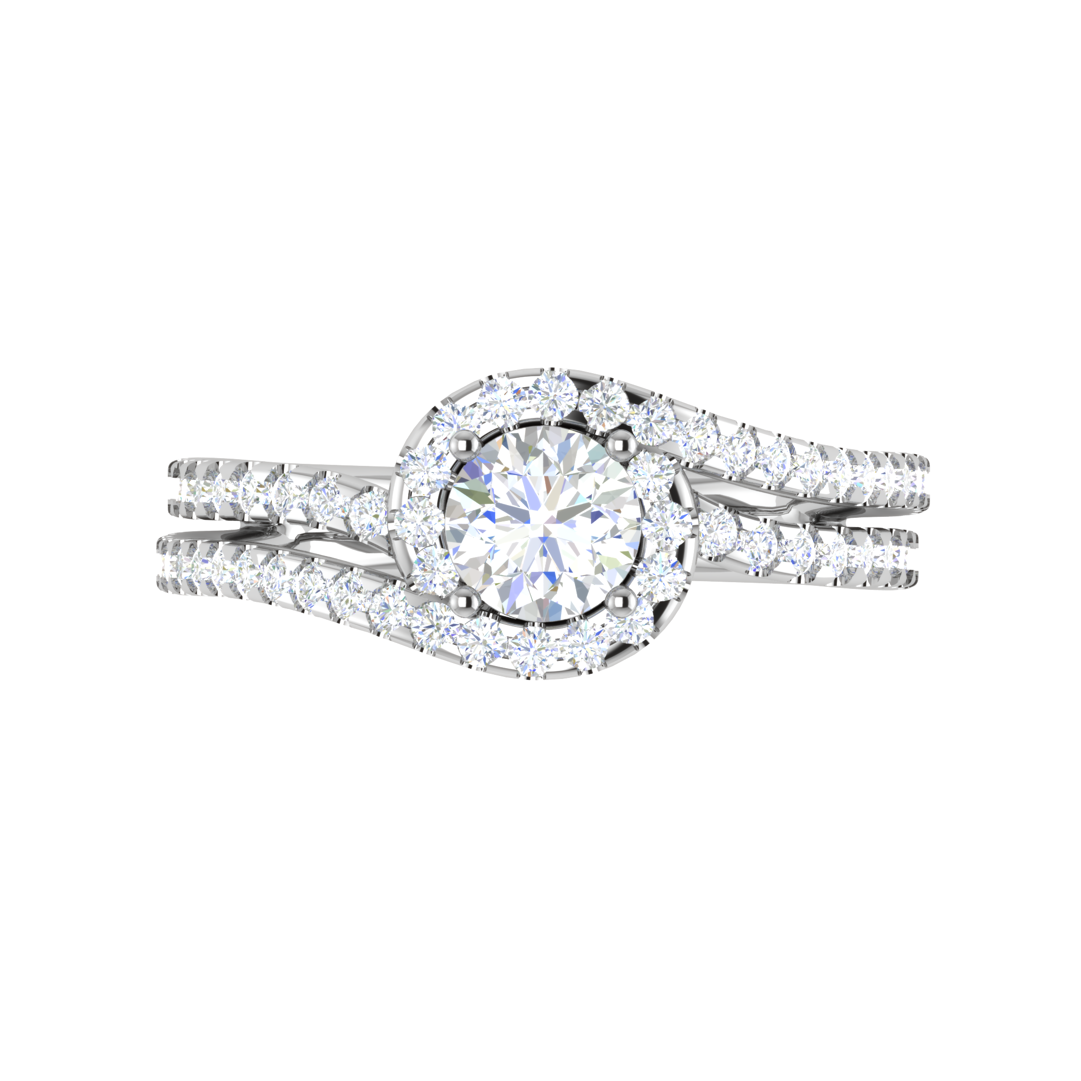 0.50cts Solitaire Halo Diamond Split Shank Platinum Ring JL PT TR1639M   Jewelove.US