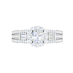 Load image into Gallery viewer, 0.30 cts. Solitaire Halo Split Shank with Baguette Diamond Platinum Engagement Ring JL PT WB5997E   Jewelove
