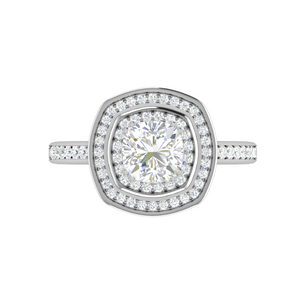 0.50 cts. Cushion Solitaire Double Halo Diamond Shank Platinum Ring JL PT RH CU 147   Jewelove.US