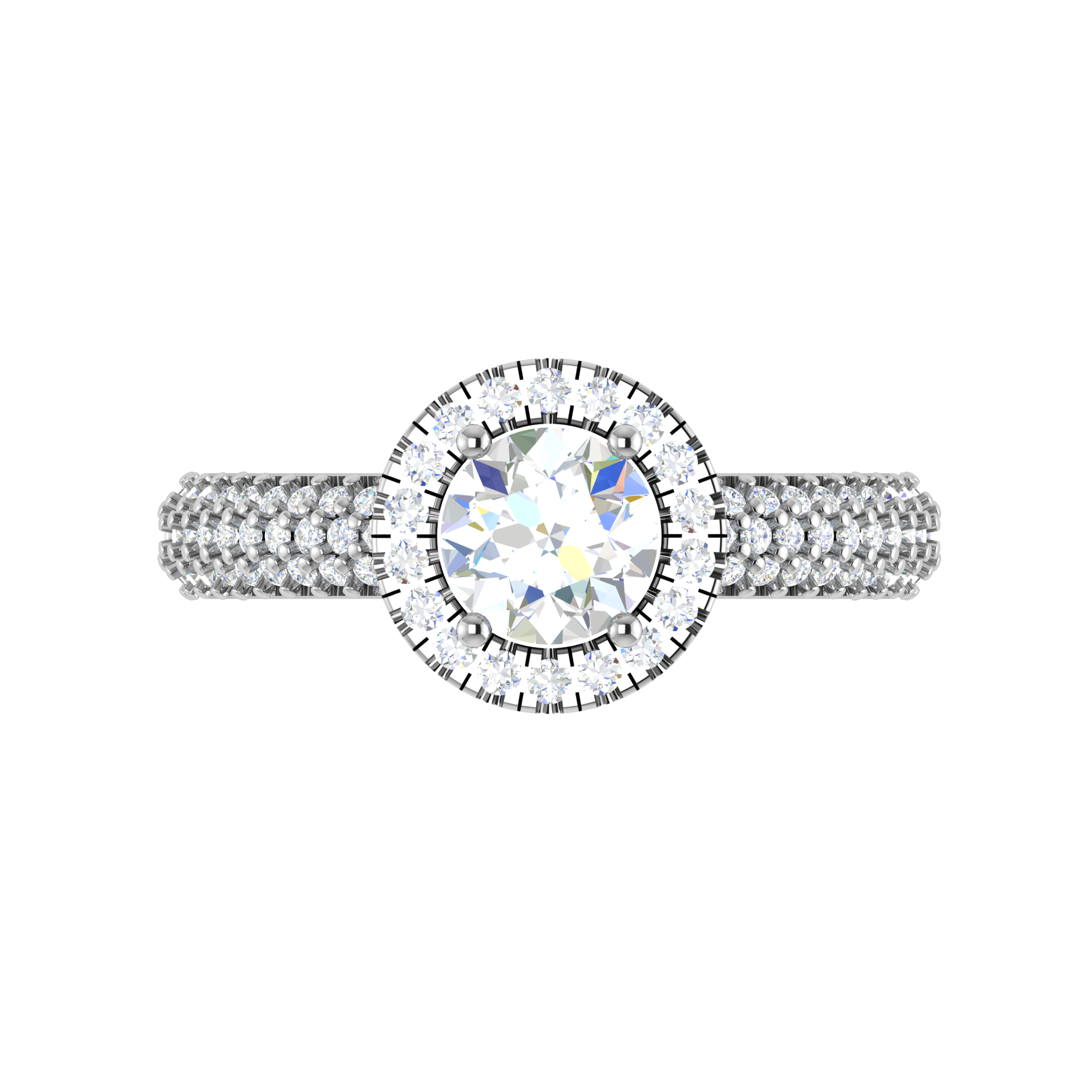 0.50cts Solitaire Halo Diamond Split Shank Platinum Ring JL PT RP RD 135   Jewelove.US