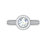 Load image into Gallery viewer, 0.50cts Solitaire Halo Diamond Split Shank Platinum Ring JL PT RP RD 135   Jewelove.US
