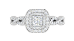 Load image into Gallery viewer, 0.50 cts Princess Square Double Halo Twisted Shank Cut Solitaire Platinum Ring JL PT RH PR 260   Jewelove.US
