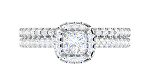 0.50cts Princess Cut Solitaire Halo Diamond Split Shank Platinum Ring JL PT RH PR 298   Jewelove.US