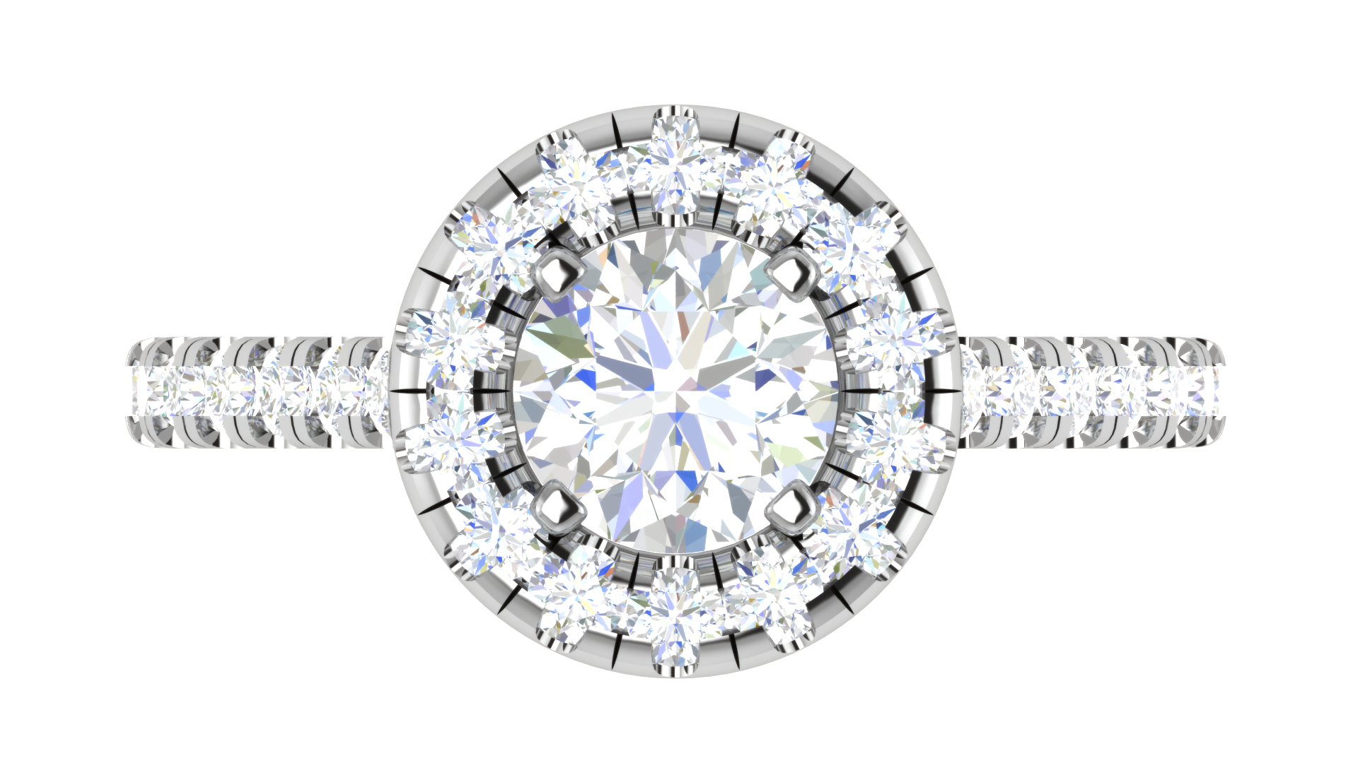 1.00 cts Solitaire Halo Diamond Shank Platinum Ring JL PT RH RD 103   Jewelove.US