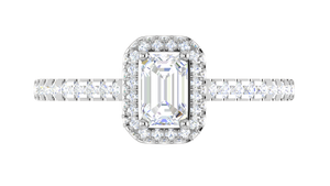 0.50 cts Emerald Cut Diamond Double Halo Shank Platinum Ring JL PT RH EM 287   Jewelove.US