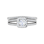 Load image into Gallery viewer, 0.30 cts Solitaire Square Halo Diamond Split Shank Platinum Ring JL PT MHD278   Jewelove.US
