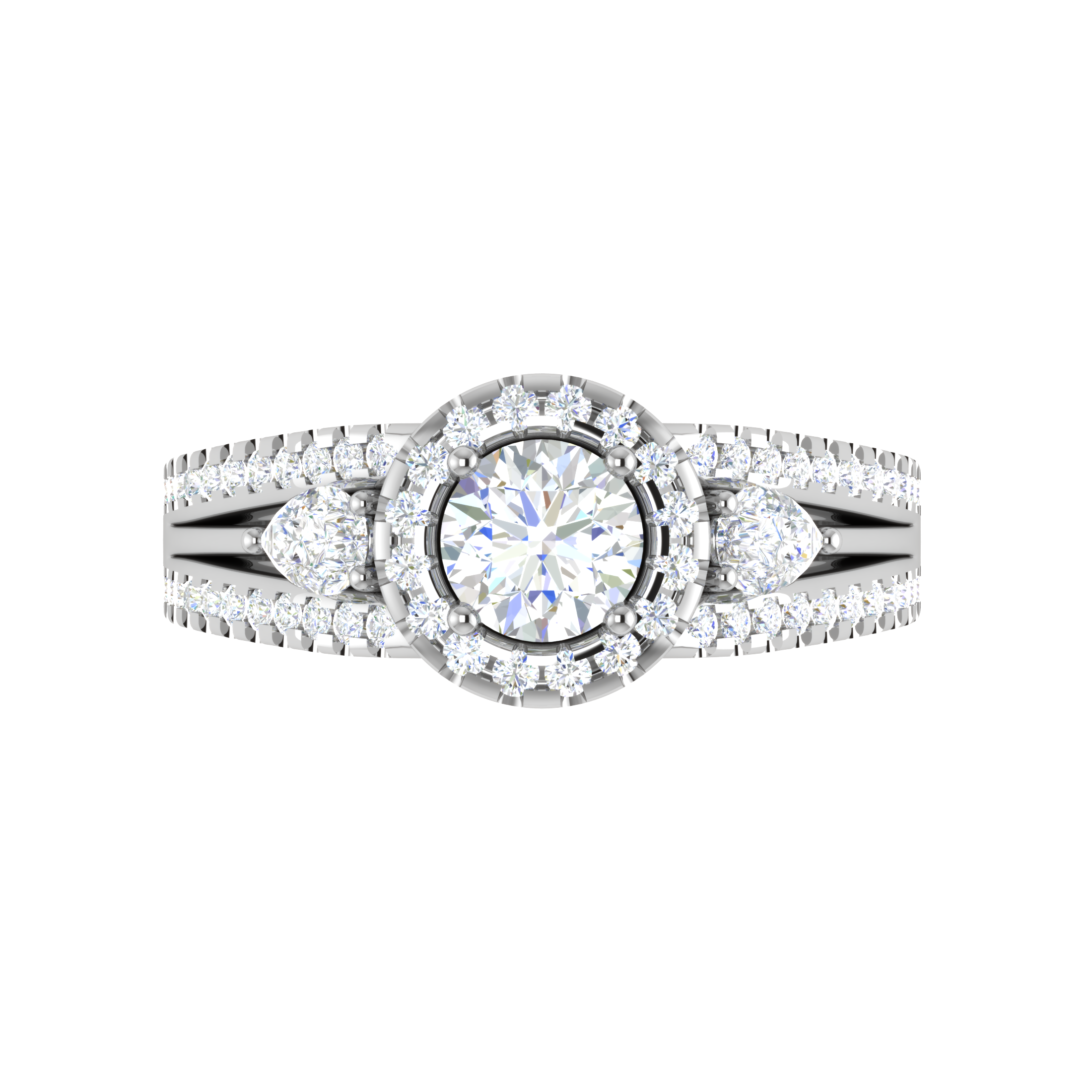 0.50cts Solitaire Halo Diamond Split Shank with Pear Diamond Platinum Ring JL PT R3 RD 152   Jewelove.US