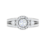 Load image into Gallery viewer, 0.50cts Solitaire Halo Diamond Split Shank with Pear Diamond Platinum Ring JL PT R3 RD 152   Jewelove.US
