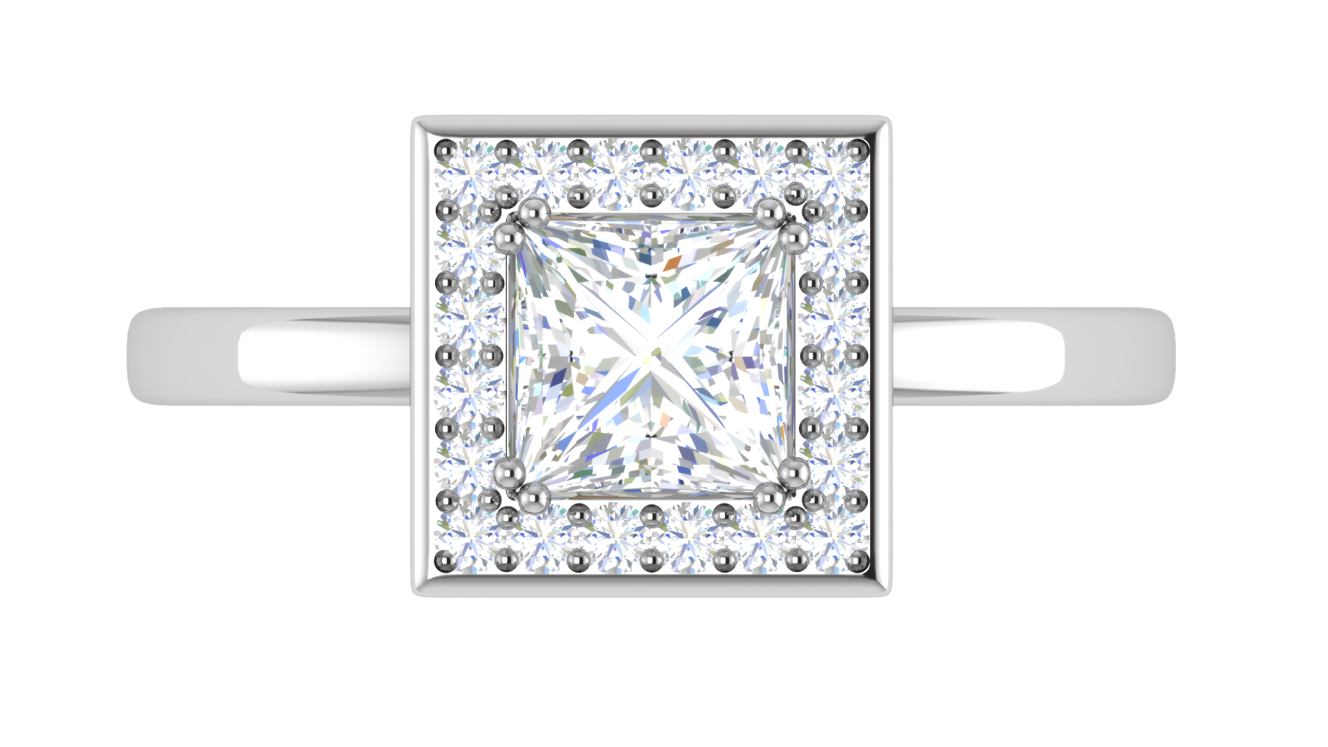 1 Carat Princess Cut Solitaire Square Halo Diamond Platinum Ring JL PT RH PR 165   Jewelove.US