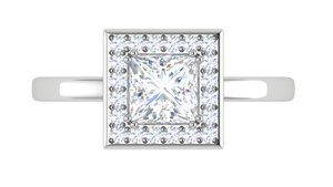 1 Carat Princess Cut Solitaire Square Halo Diamond Platinum Ring JL PT RH PR 165   Jewelove.US