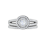 Load image into Gallery viewer, 0.30 cts Solitaire Double Halo Diamond Split Shank Platinum Ring JL PT MHD272   Jewelove.US
