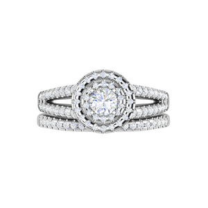 0.30 cts Solitaire Double Halo Diamond Split Shank Platinum Ring JL PT MHD272   Jewelove.US