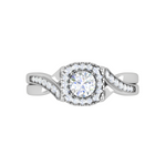 Load image into Gallery viewer, 0.30 cts Solitaire Halo Diamond Single Twisted Shank Platinum Ring for Women JL PT RV RD 123   Jewelove
