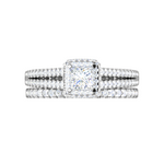 Load image into Gallery viewer, 0.50cts Princess Cut Solitaire Double Halo Diamond Split Shank Platinum Ring JL PT RV PR 130   Jewelove.US
