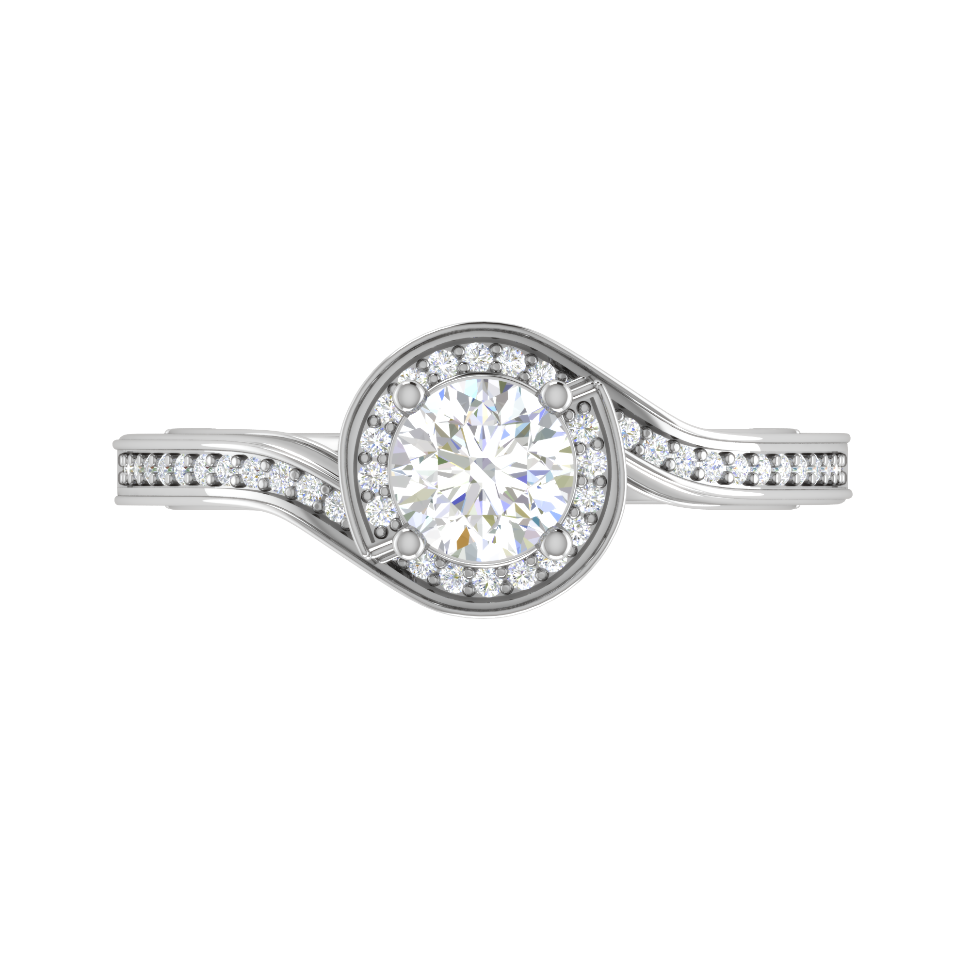 0.30 cts Solitaire Halo Diamond Shank Platinum Ring JL PT RP RD 178   Jewelove.US