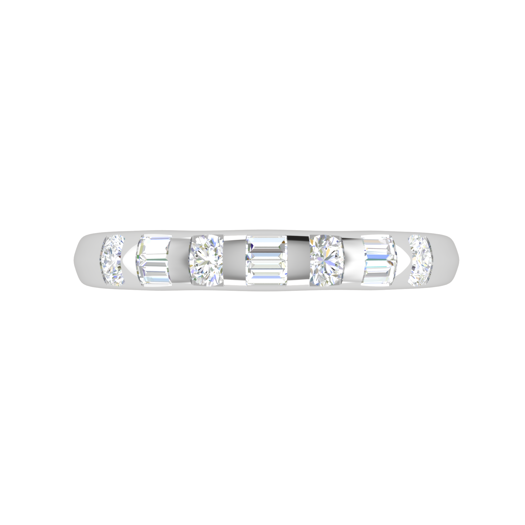 Platinum with Emerald Cut Diamond Half Eternity Ring for Women JL PT WB RD 152   Jewelove