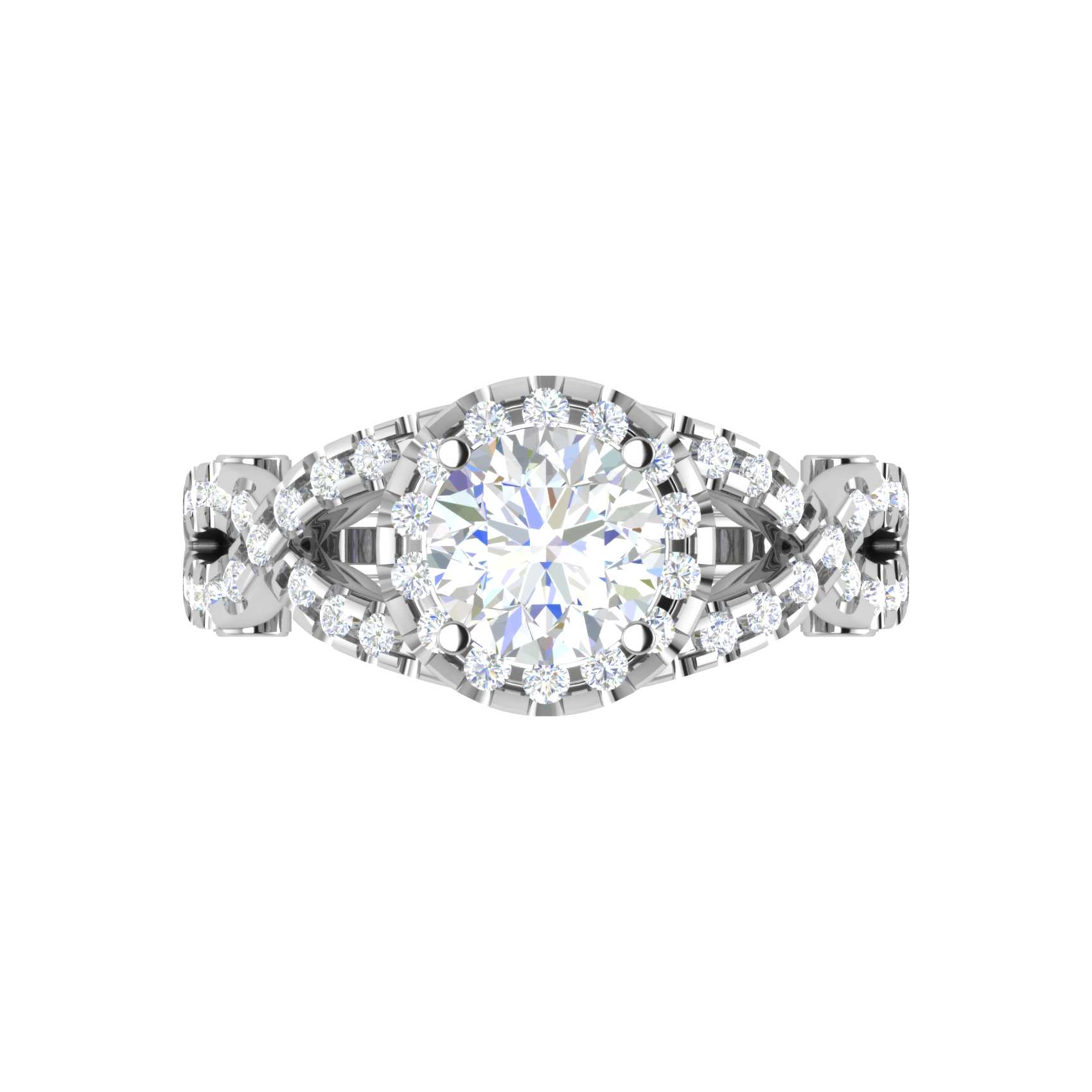 0.50cts Solitaire Halo Diamond Twisted Shank Platinum Ring JL PT EN7465WG   Jewelove.US
