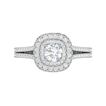 Load image into Gallery viewer, 0.50 cts Solitaire Double Square Halo Diamond Split Shank Platinum Ring JL PT RH RD 266   Jewelove.US
