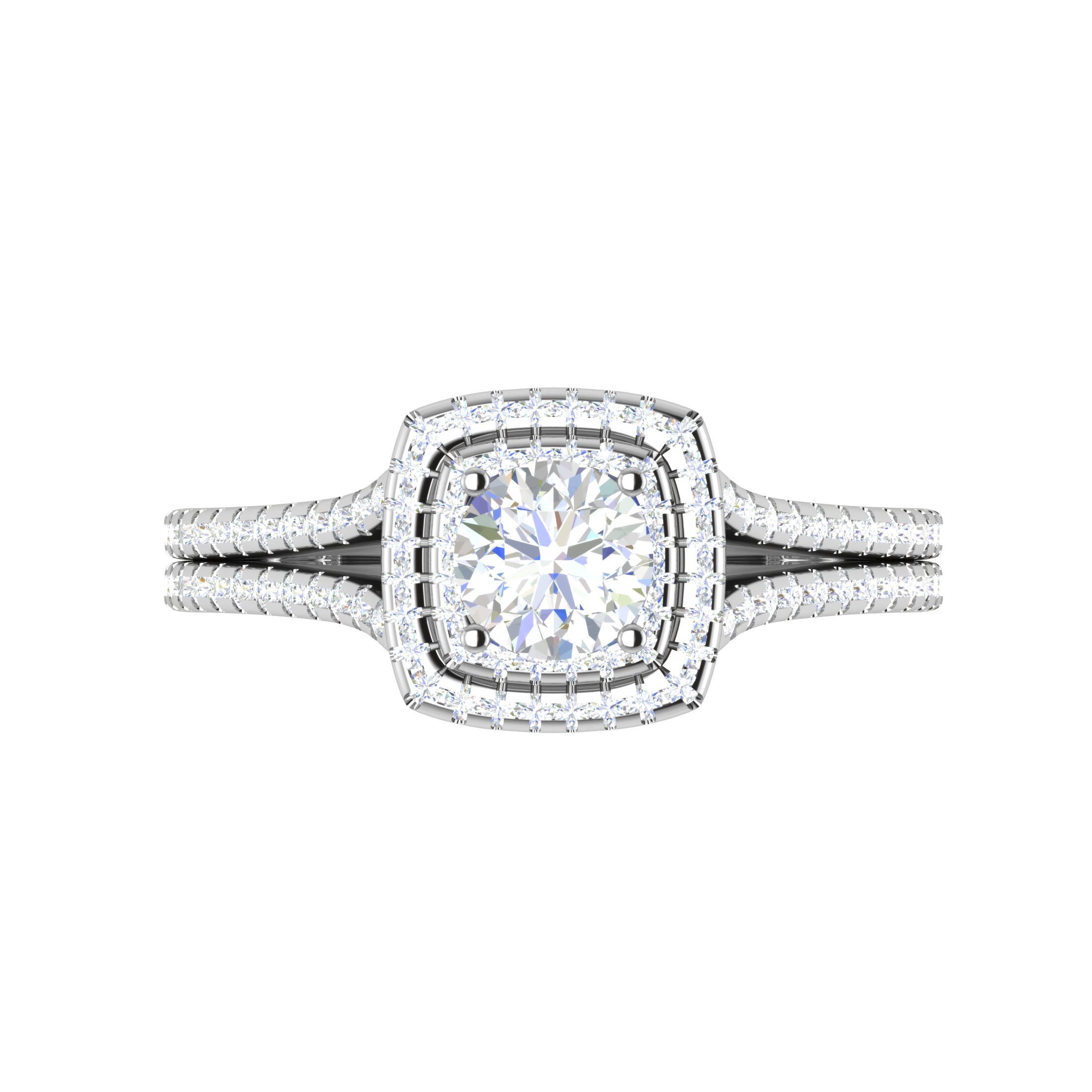 0.50 cts Solitaire Double Square Halo Diamond Split Shank Platinum Ring JL PT RH RD 268   Jewelove.US