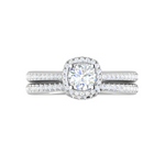 Load image into Gallery viewer, 0.50cts Solitaire Halo Diamond Split Shank Platinum Ring JL PT RV RD 164   Jewelove

