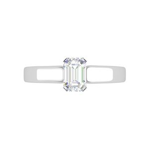0.50 cts Emerald Cut Solitaire Diamond Platinum Ring JL PT RS EM 127-A   Jewelove.US
